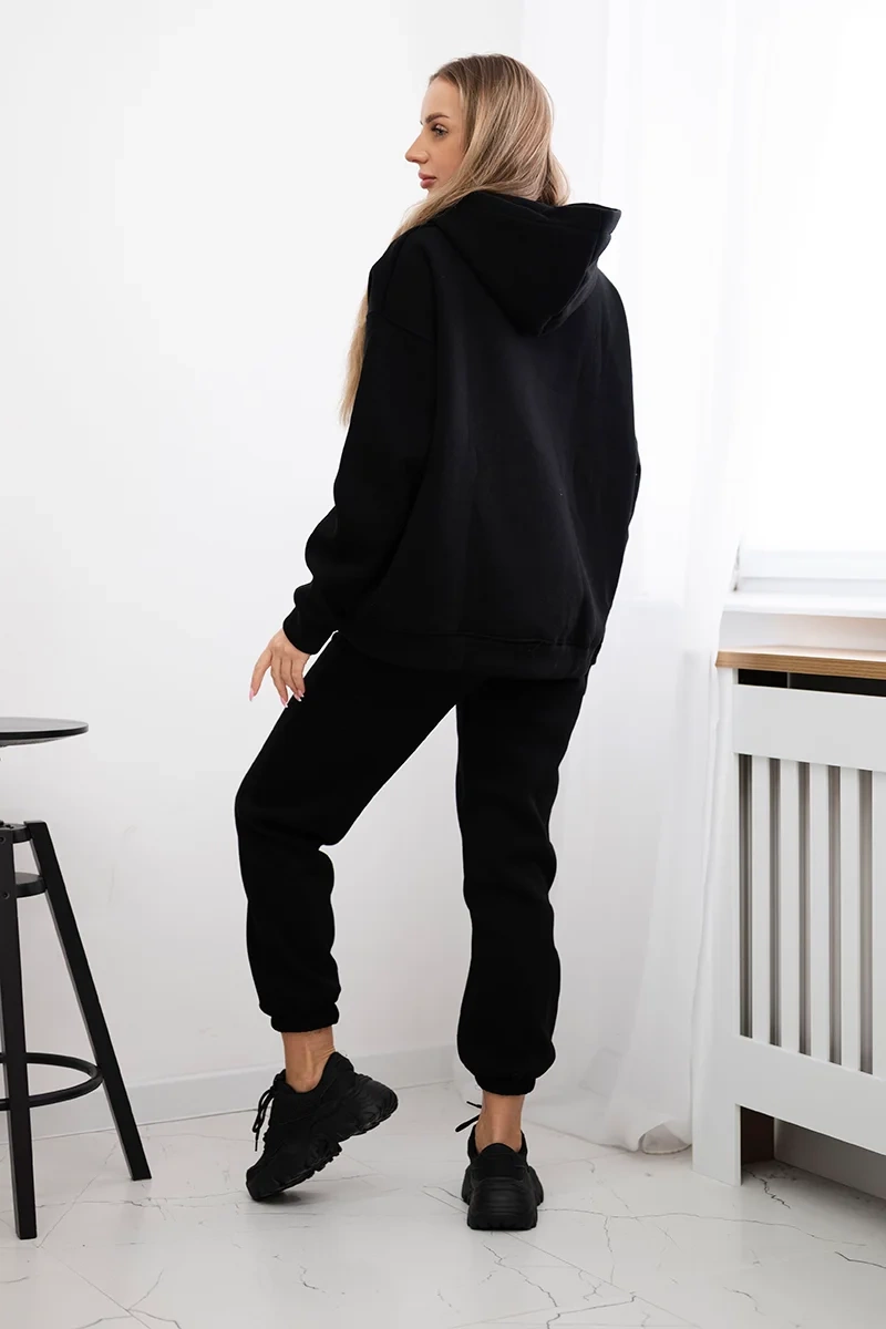 Komplet bawełniany ocieplany bluza + spodnie Brooklyn czarny 3 Komplet bawełniany ocieplany bluza + spodnie Brooklyn czarny - obrazek 3