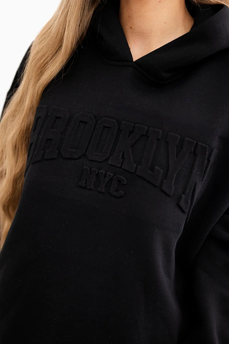 Komplet bawełniany ocieplany bluza + spodnie Brooklyn czarny 4 Komplet bawełniany ocieplany bluza + spodnie Brooklyn czarny - obrazek 4