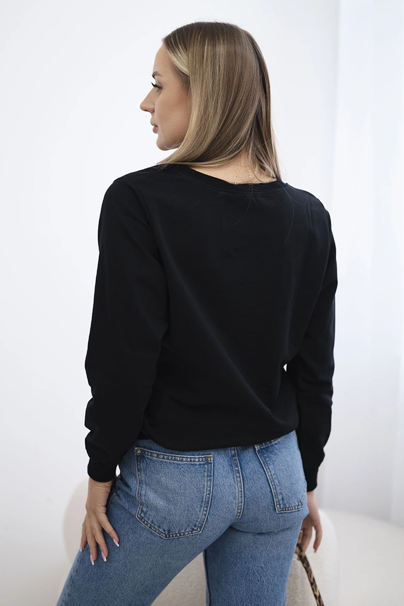 Bluza z nadrukiem czarna 3 Bluza z nadrukiem czarna - obrazek 3