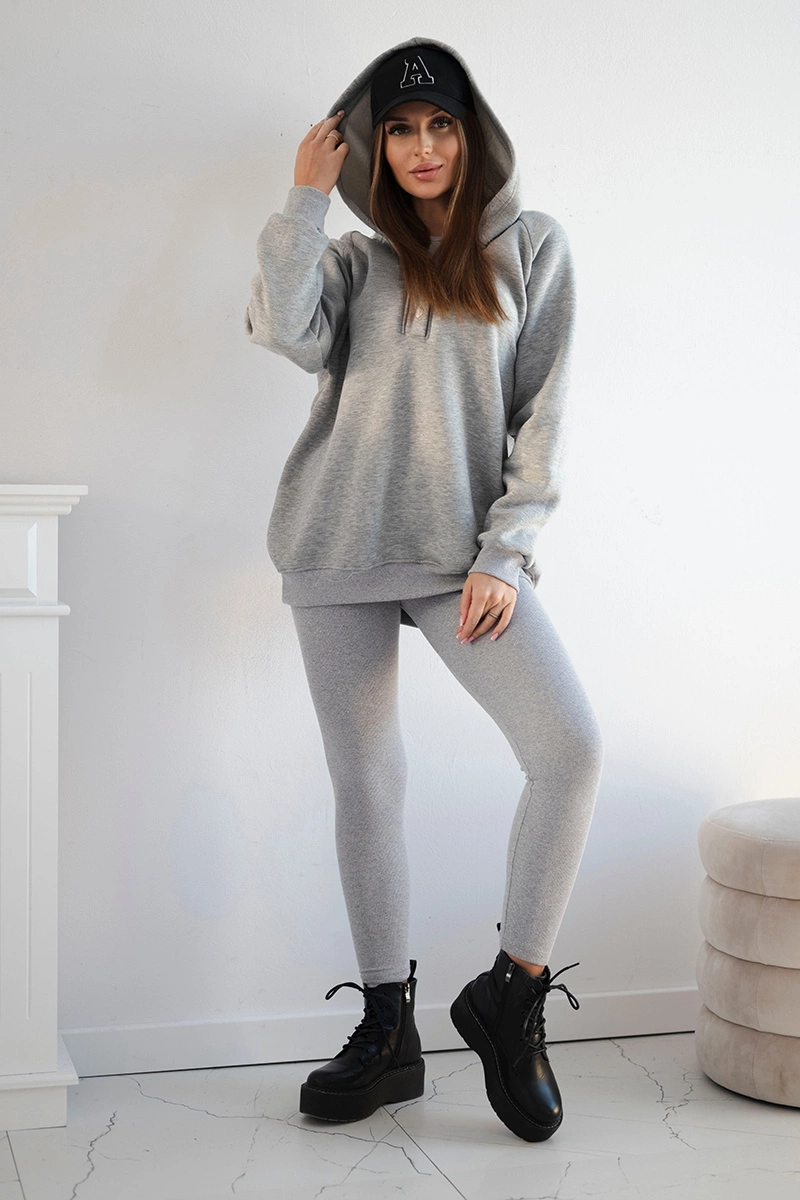 Komplet 3 w 1 bluza, top i legginsy szary 2 Komplet 3 w 1 bluza, top i legginsy szary - obrazek 2