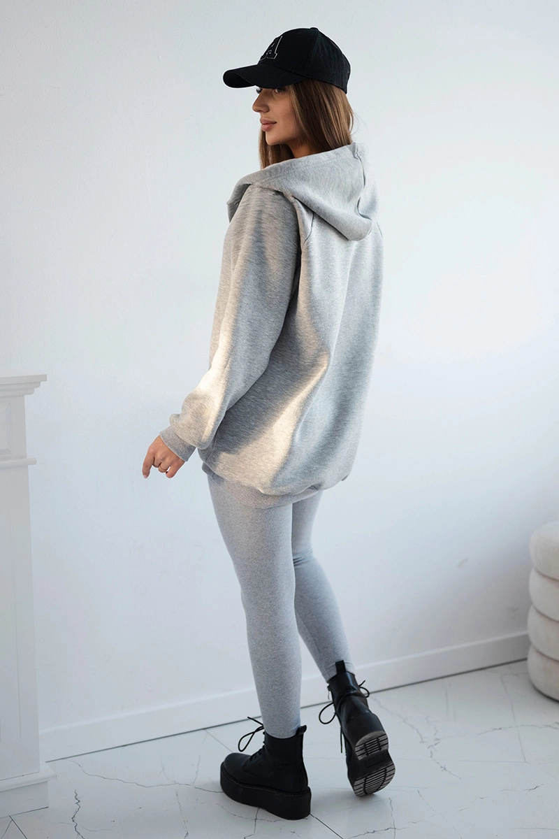 Komplet 3 w 1 bluza, top i legginsy szary 5 Komplet 3 w 1 bluza, top i legginsy szary - obrazek 5