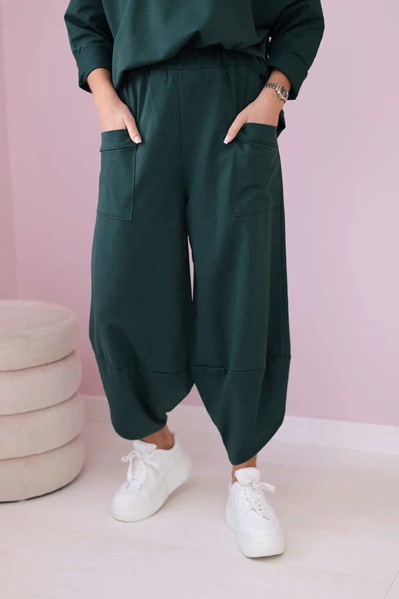 Komplet bawełniany bluza + spodnie ciemny zielony 4 Komplet bawełniany bluza + spodnie ciemny zielony - obrazek 4