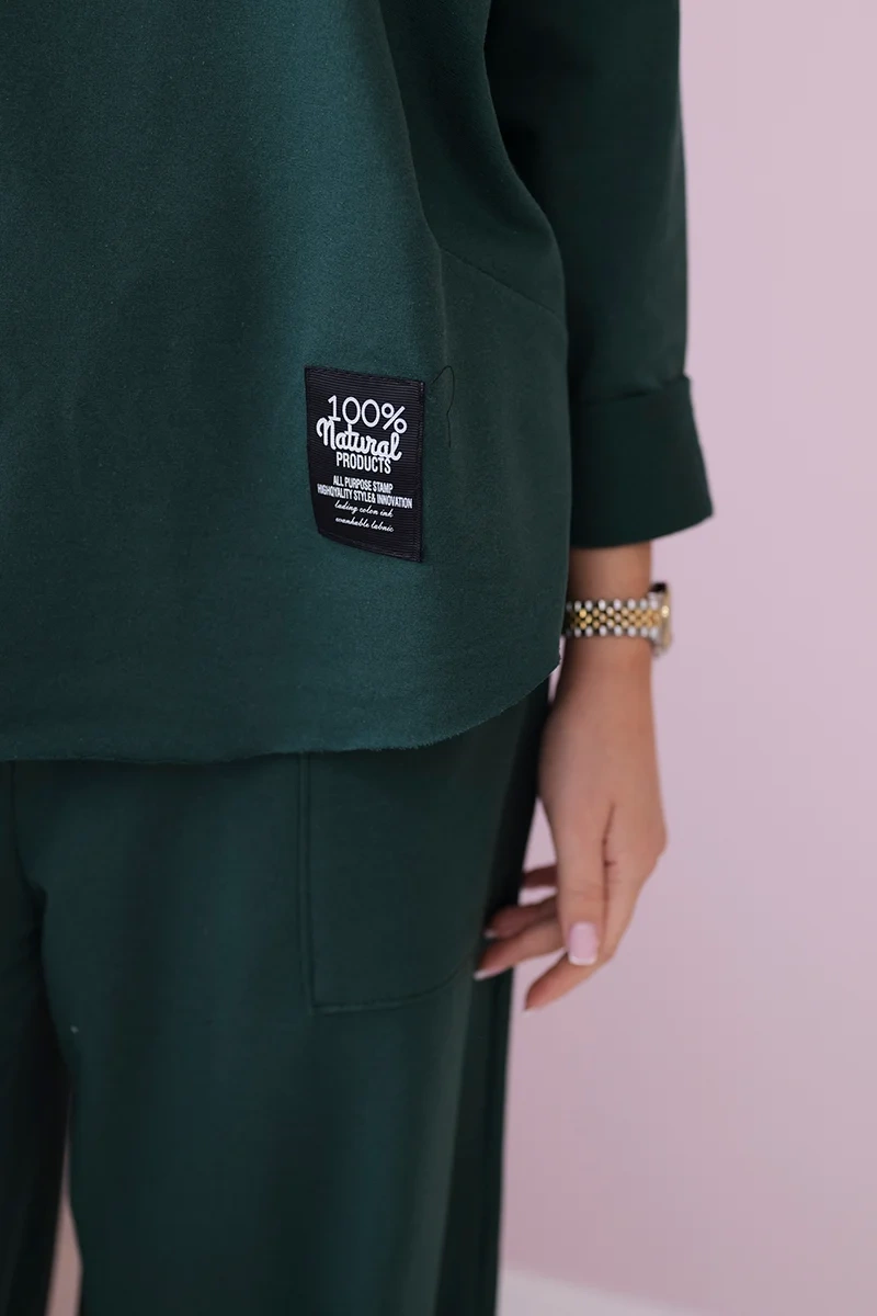 Komplet bawełniany bluza + spodnie ciemny zielony 5 Komplet bawełniany bluza + spodnie ciemny zielony - obrazek 5