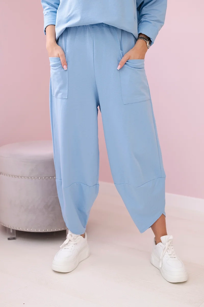 Komplet bawełniany bluza + spodnie niebieski 3 Komplet bawełniany bluza + spodnie niebieski - obrazek 3