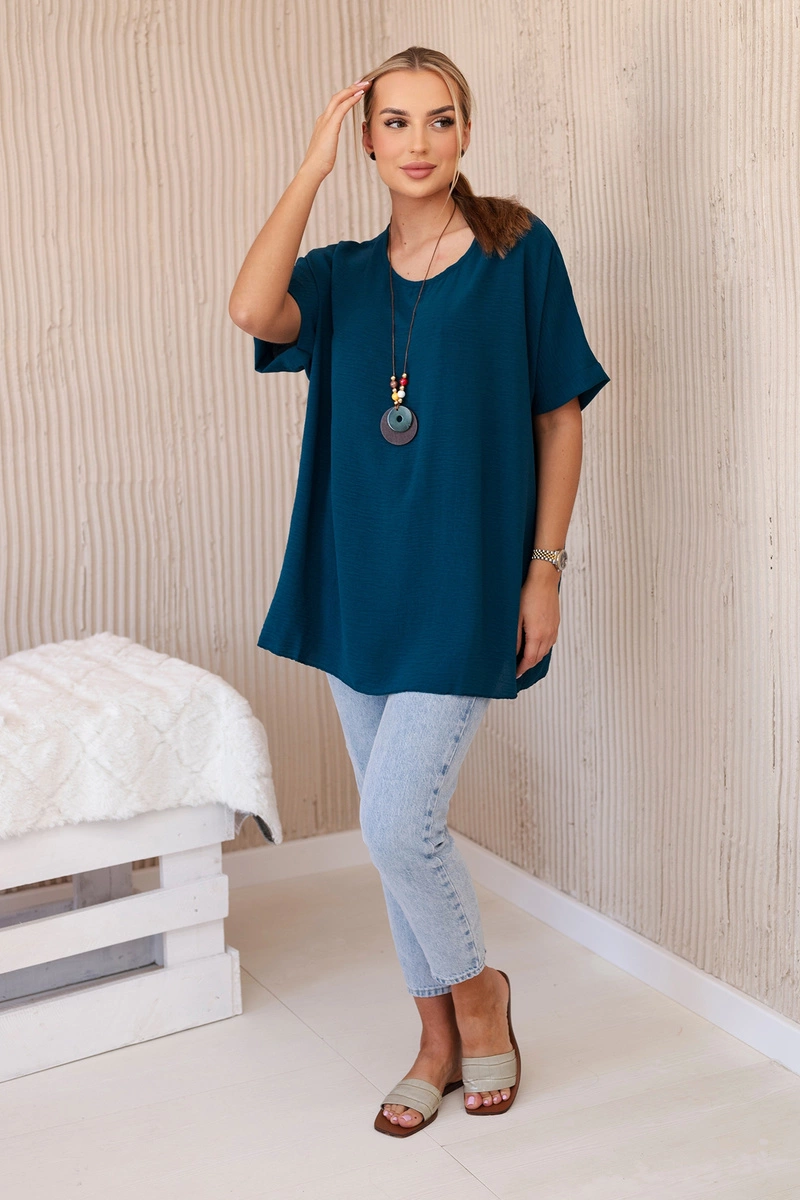 Bluzka oversize z wisiorkiem morska 2 Bluzka oversize z wisiorkiem morska - obrazek 2