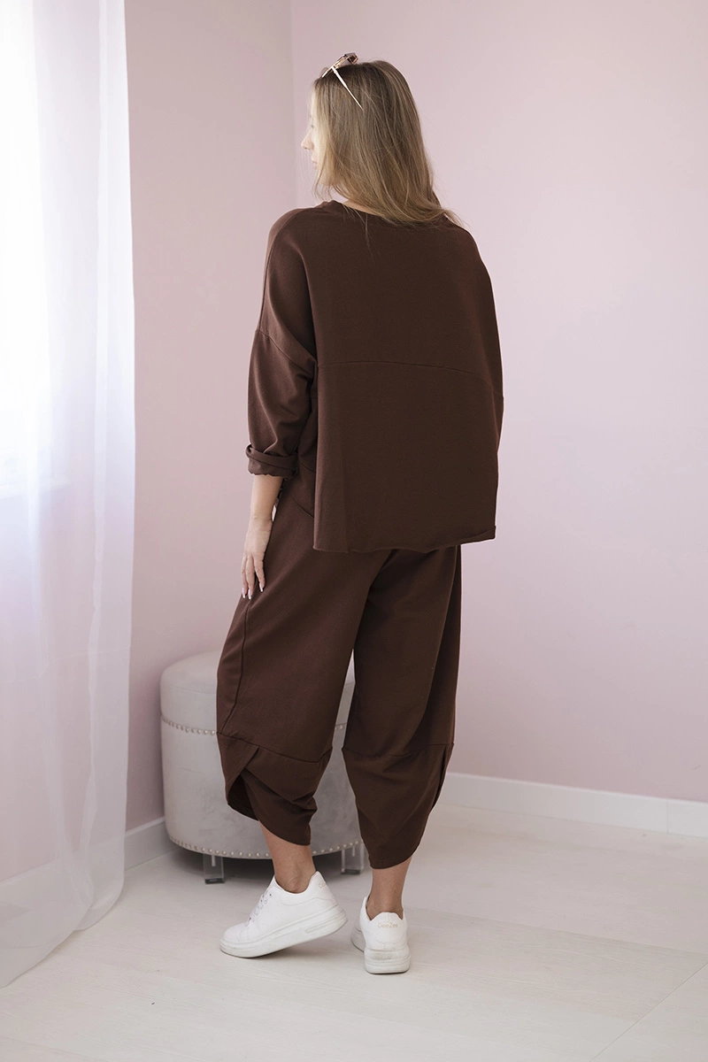 Komplet bawełniany bluza + spodnie brązowy 3 Komplet bawełniany bluza + spodnie brązowy - obrazek 3
