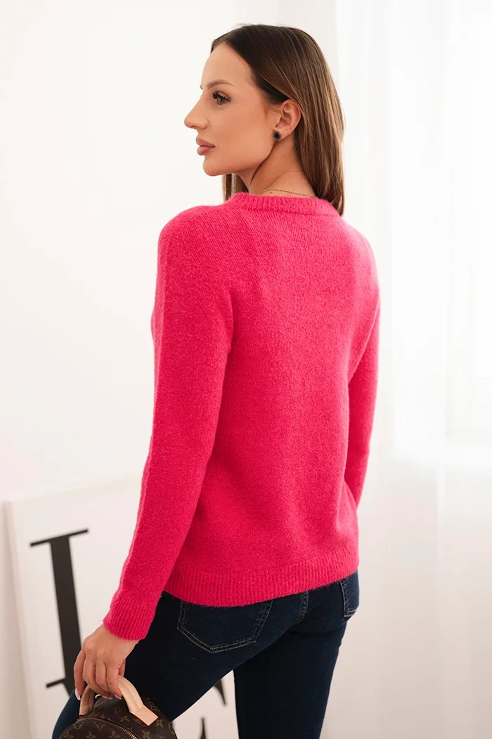 Sweter damski z baby alpaki z długim rękawem fuksja 3 Sweter damski z baby alpaki z długim rękawem fuksja - obrazek 3