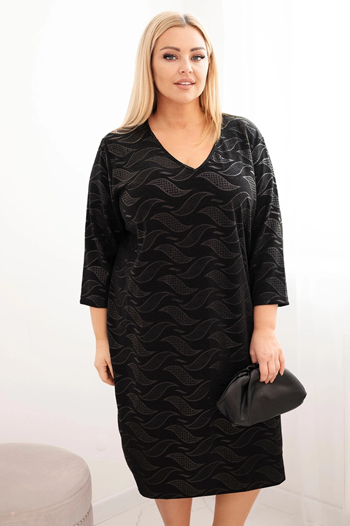 Sukienka damska z żorżety Plus Size z dekoltem V czarna