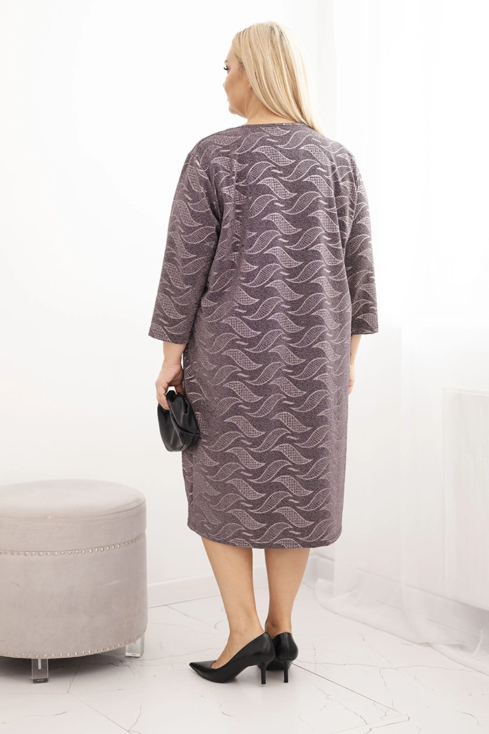 Sukienka damska z żorżety Plus Size z dekoltem V fango 3 Sukienka damska z żorżety Plus Size z dekoltem V fango - obrazek 3