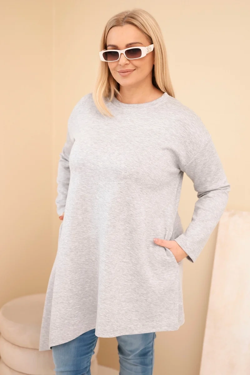 Sukienka damska Plus Size z wiskozy z luźnym fasonem i długim rękawem szara