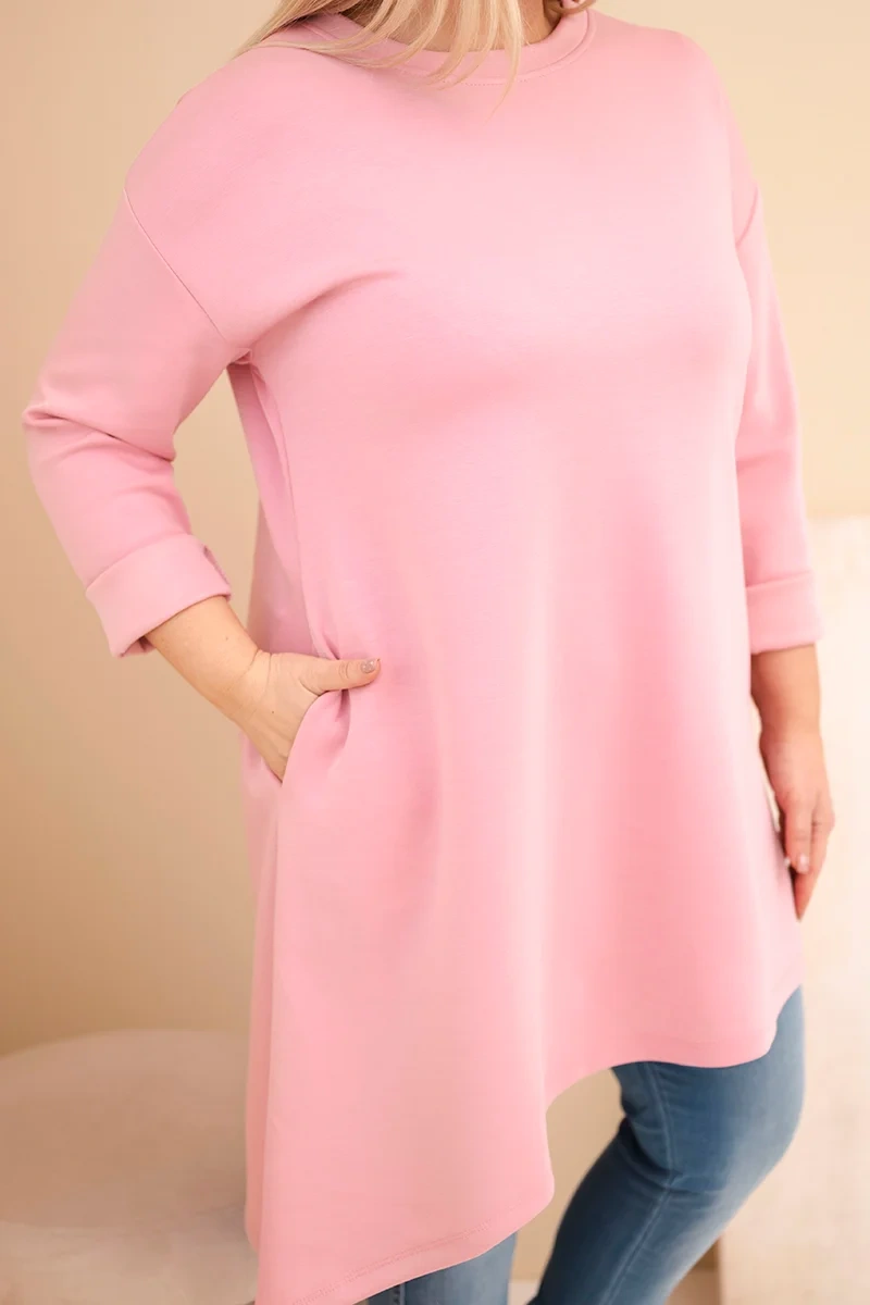 Sukienka damska Plus Size z wiskozy z luźnym fasonem i długim rękawem ciemny pudrowy róż 4 Sukienka damska Plus Size z wiskozy z luźnym fasonem i długim rękawem ciemny pudrowy róż - obrazek 4