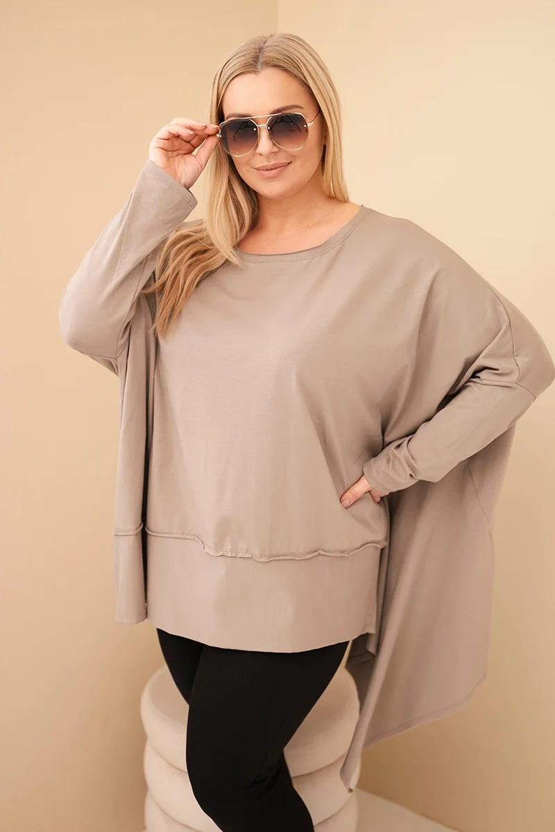 Tunika damska Plus Size z bawełny z asymetrycznym dołem fango