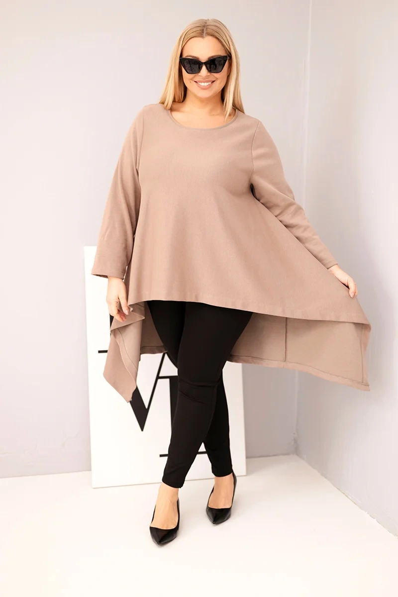 Tunika damska Plus Size bawełniana o asymetrycznym kroju fango 2 Tunika damska Plus Size bawełniana o asymetrycznym kroju fango - obrazek 2