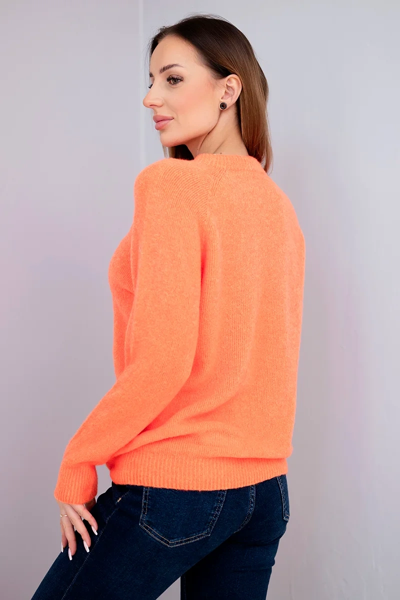 Sweter damski z baby alpaki z długim rękawem pomaranczowy 3 Sweter damski z baby alpaki z długim rękawem pomaranczowy - obrazek 3